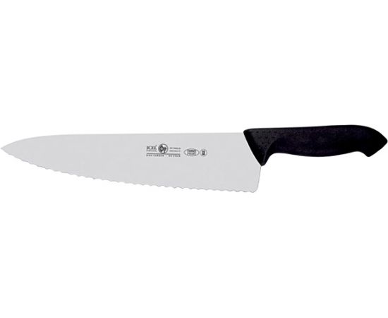 Нож поварской ICEL "Шеф" 25см с волнистой кромкой, черный HORECA PRIME
